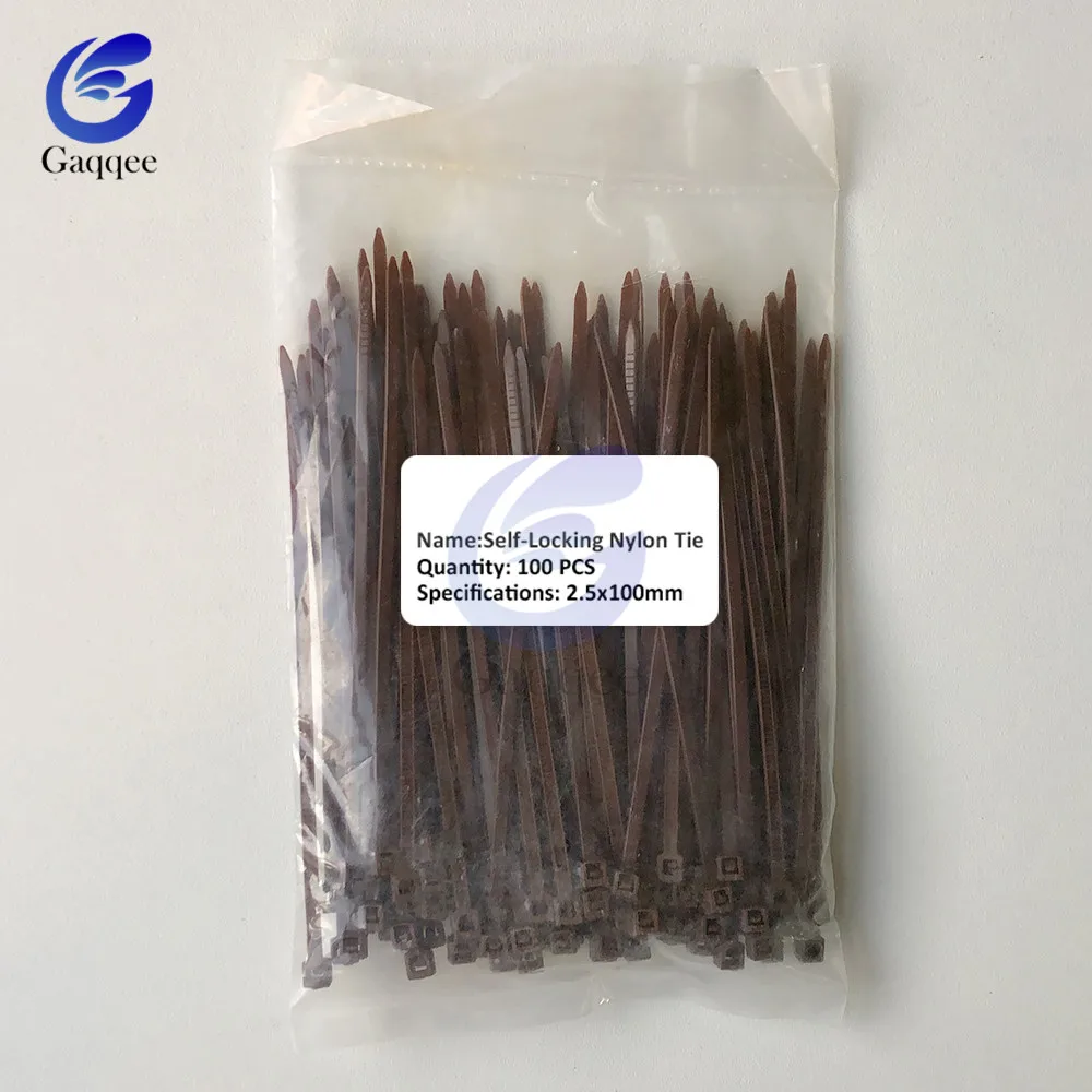 Нейлоновая кабельная стяжка 100 мм, 100 шт./упак., самоблокирующиеся нейлоновые ремни для обвязки проволоки, 12 цветов, ширина 2,5 мм, сертифицированные SGS
