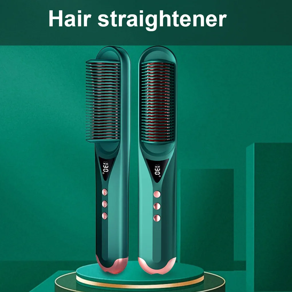 

LCD display Hair Straightener Brush Fast Heating Straightening Tool 2-in-1 Anti-Scald Electric Curling Iron Curler Hair Styler