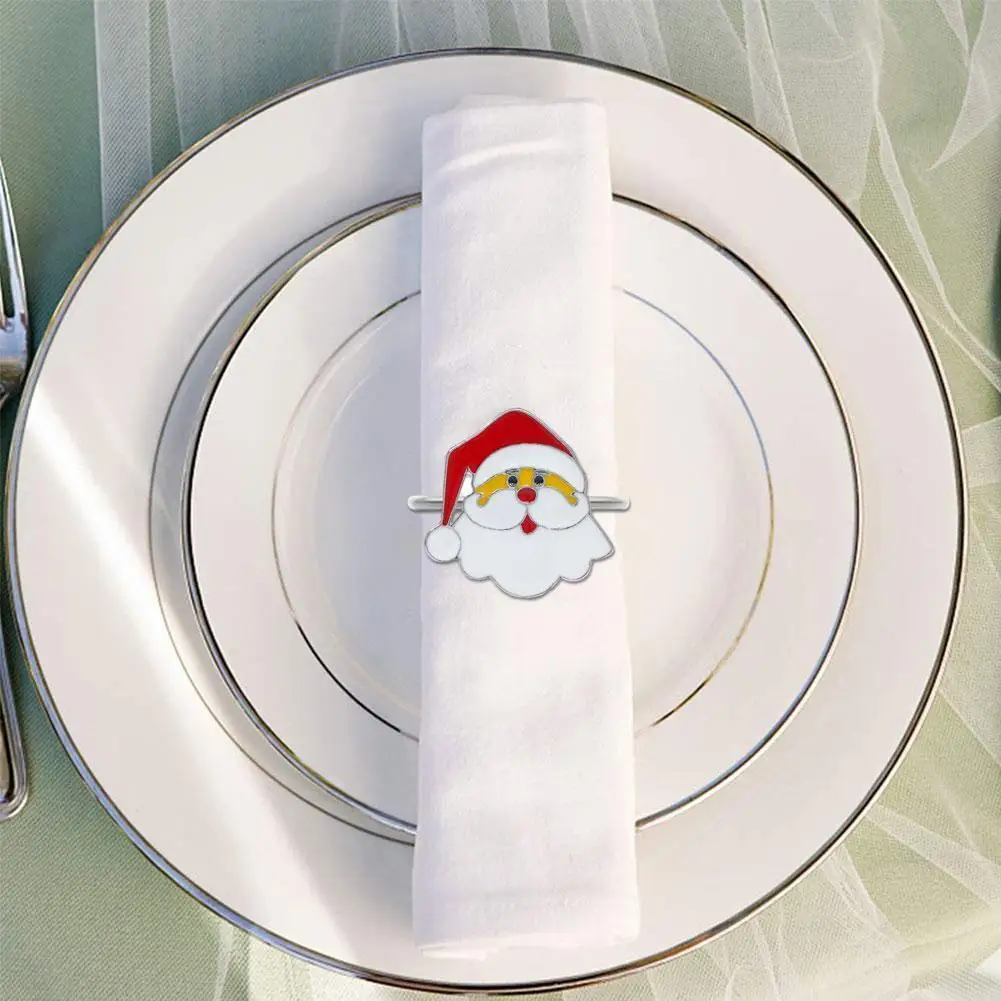 

1PC Tissue Napkin Decoration Ring Christmas Napkin Rings Alloy Napkin Ring Holder Xmas Table Decoration Tissue Ring