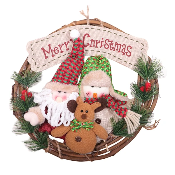 

Акция! Рождественский венок из ротанга, подвесная дверь, Санта-Клаус, снеговик, Декоративный Рождественский олень, висящий венок