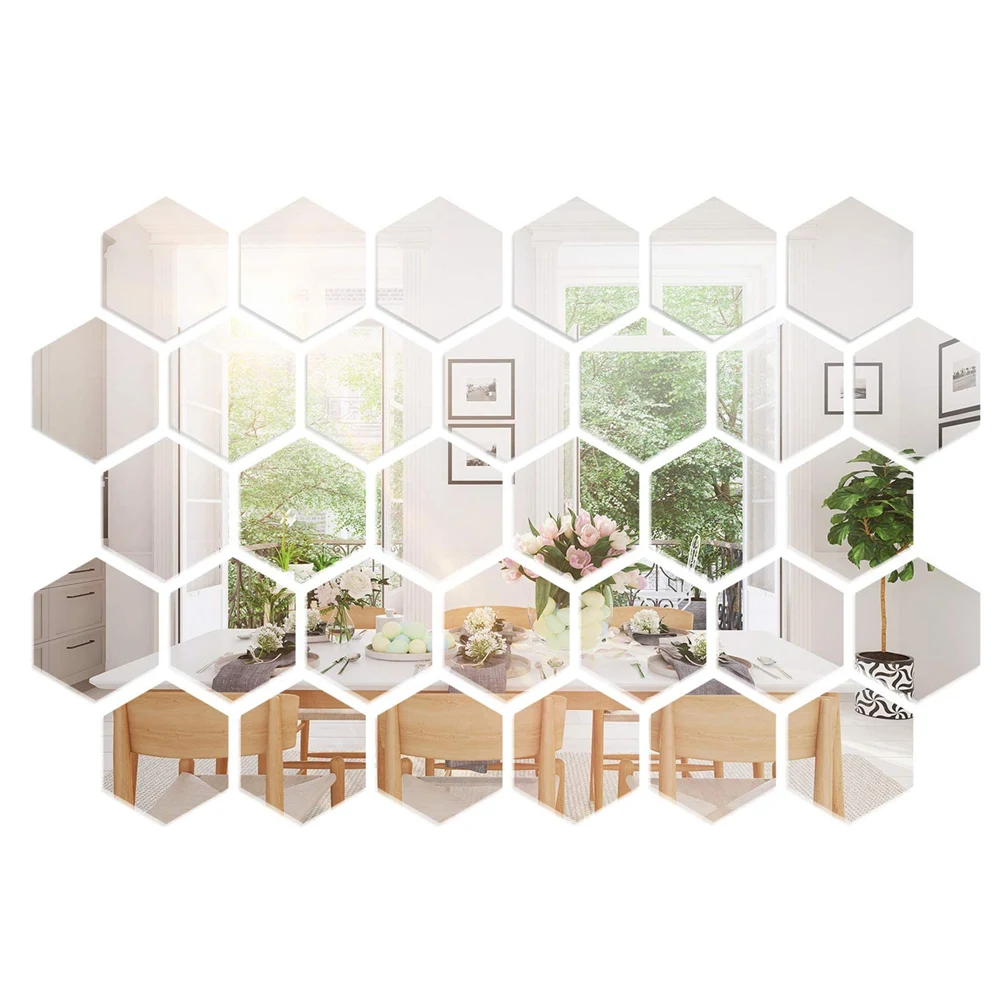 Зеркальная настенная наклейка съемные акриловые шестиугольные наклейки для