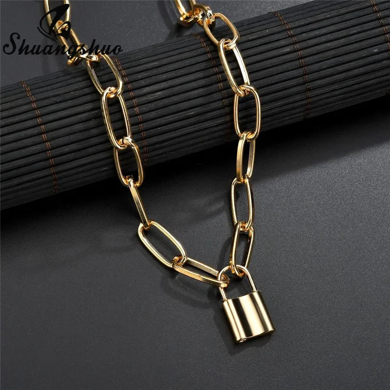 Ожерелье-чокер EBOY в стиле стимпанк золотистого цвета с замком хип-хоп Рок Висячие