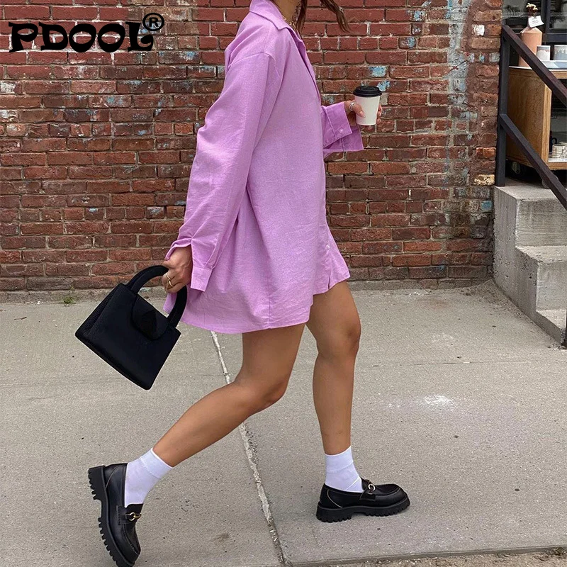 

2021 Autumn European and American Style Female Boyfriend Style Shirt Medium Long Long Sleeve Lapel Loose Street Casual Shirt