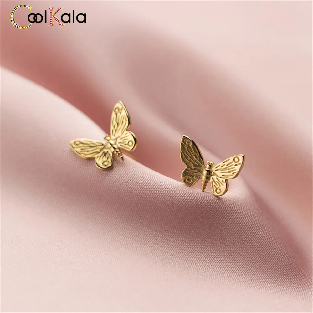 

Coolkala Silver Stud Female Mori Simple Personality Butterfly Sweet Girl Hipster Ear Accessories