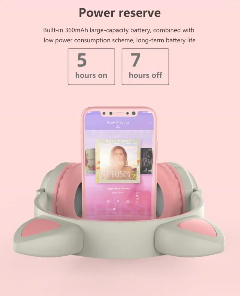 Детские наушники ZW 028 Cute Bluetooth 5 0 светодиодный нитура со светодиодсветильник кой в