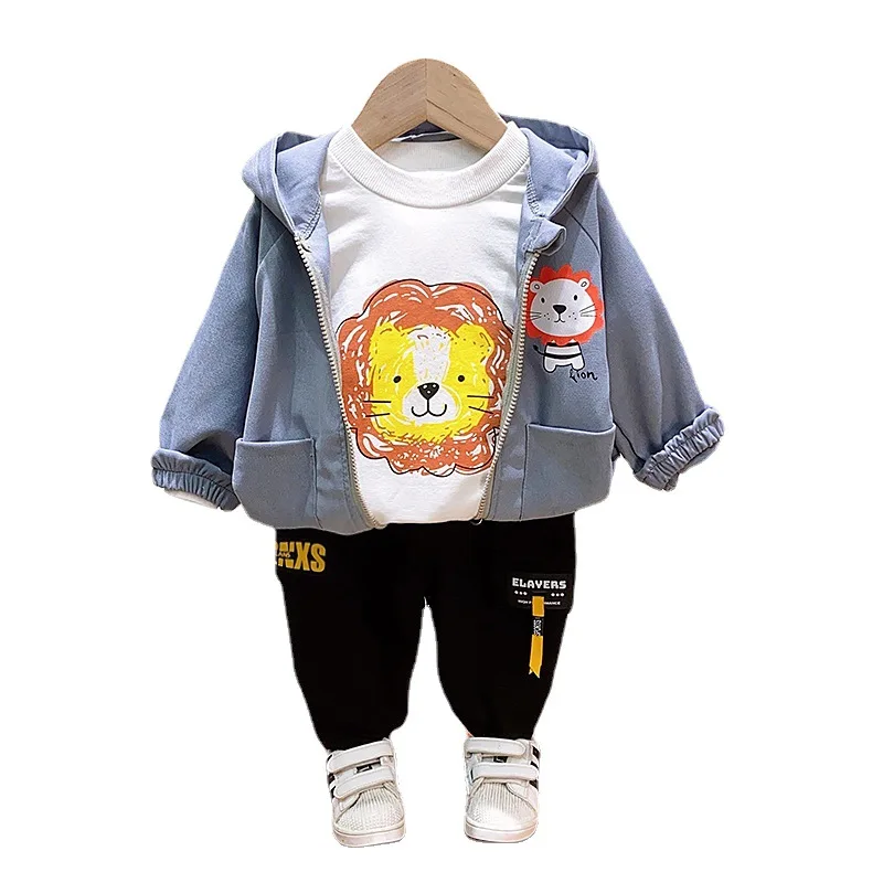 

Children Spring Autumn Cartoon Clothes Kids Boy Girls Hooded Jacket T Shirt Pants 3Pcs/sets Baby Hoodies Infant Cotton Tracksuit