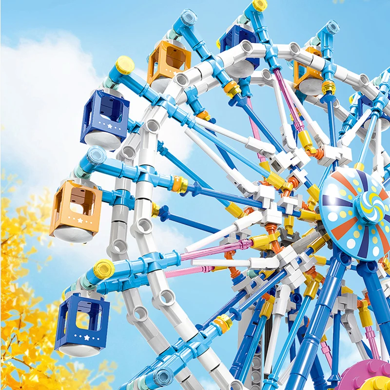 NEW Technical Ideas Electric Ferris Wheel Building Blocks Diy Friends Amusement Park Model Bricks Assembly Toy For Children Gift | Игрушки и