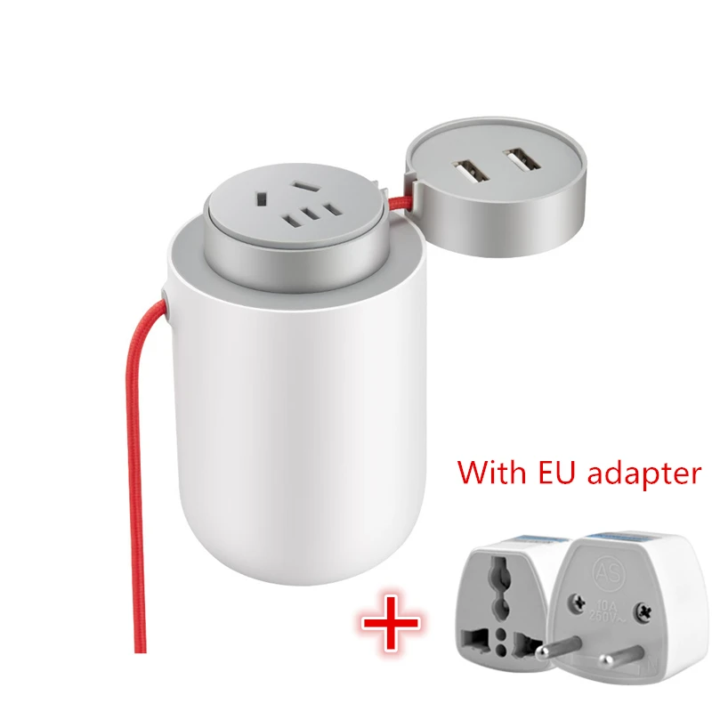 Xiaomi Mijia 100w портативный автомобильный источник питания Dc 12v к Ac 220v с 5 v/2.4a двумя портами Usb Инвертер автомобильного зарядного устройства конвертер - Цвет: With Adapter