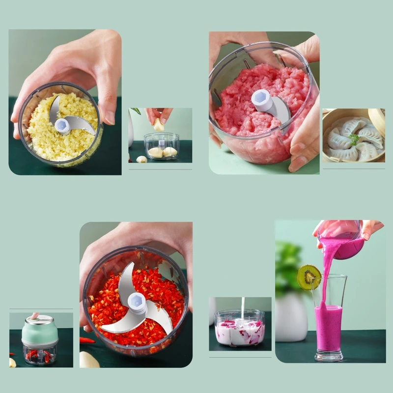 

Mini Portable Electric Garlic Speedy Chopper Spiral Shredder Food Processor Onion Fruit Cutter Press Mincer USB Charging