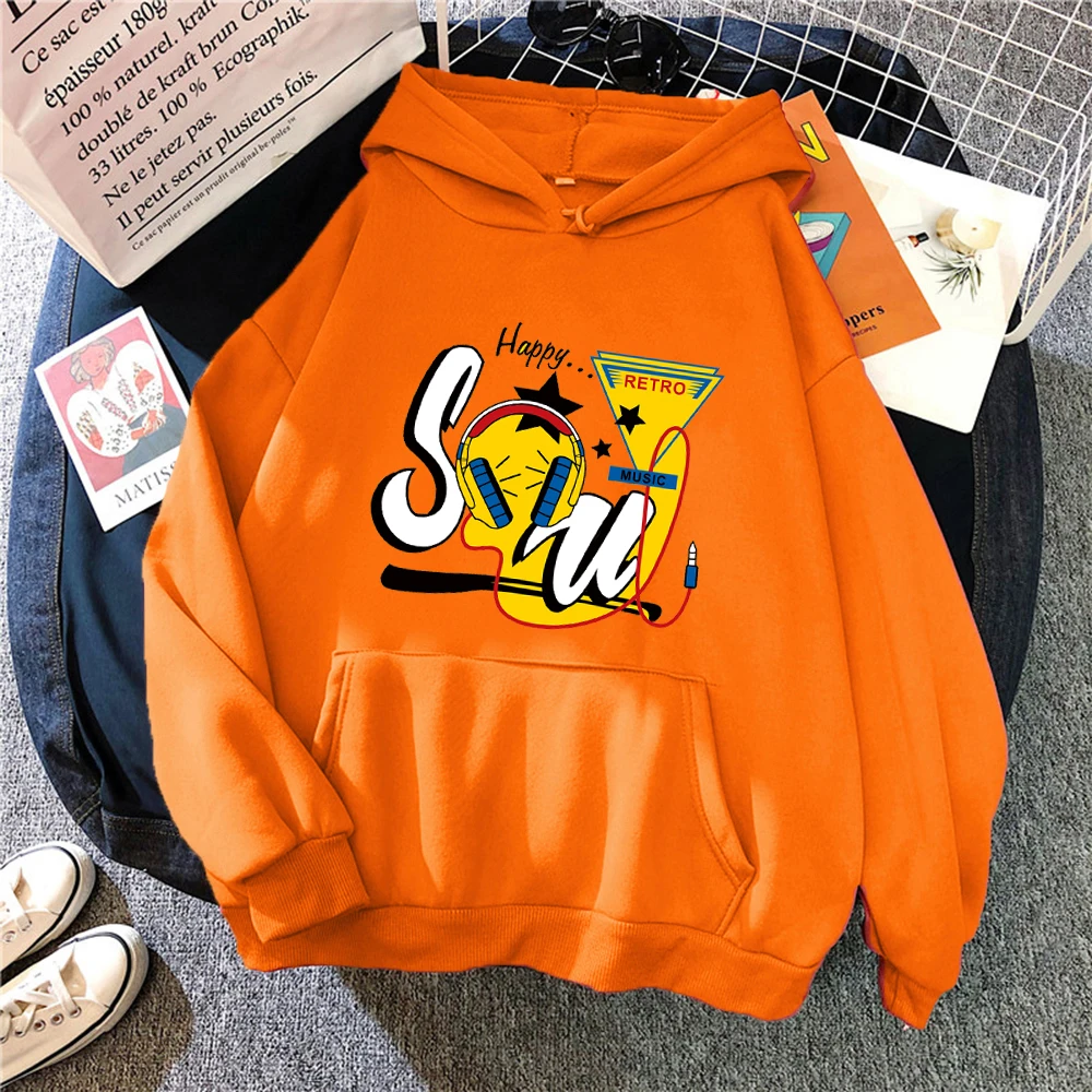 

Happy Retro Printing Womans Sweahoodie Autumn S-XXL Hoodie Creativity Casual Hip Hop Clothing Vogue O-Neck Female Hoodies