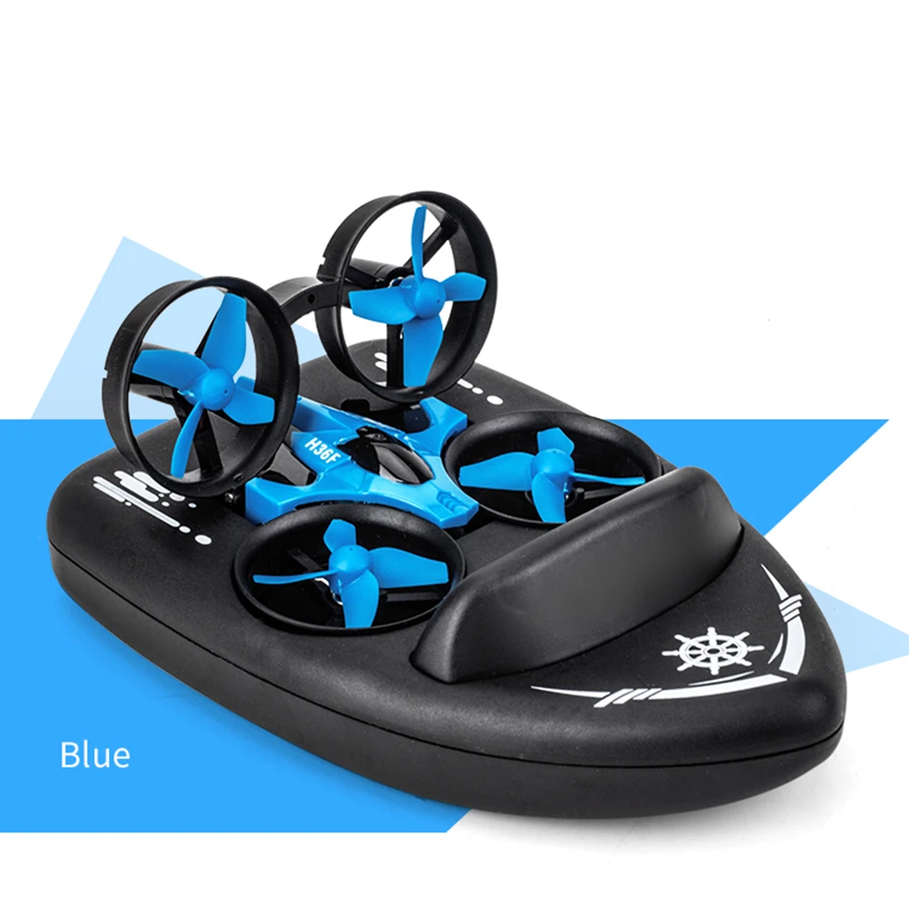 Blue 3in1 Мини дрона с дистанционным управлением 2,4G Квадрокоптер с дистанционным управлением морского судна-Земля на открытом воздухе с 3 режимами удержания высоты «Безголовый» режим 3D сальто самолет игрушки для детей, подарок, 1 шт - Цвет: Blue