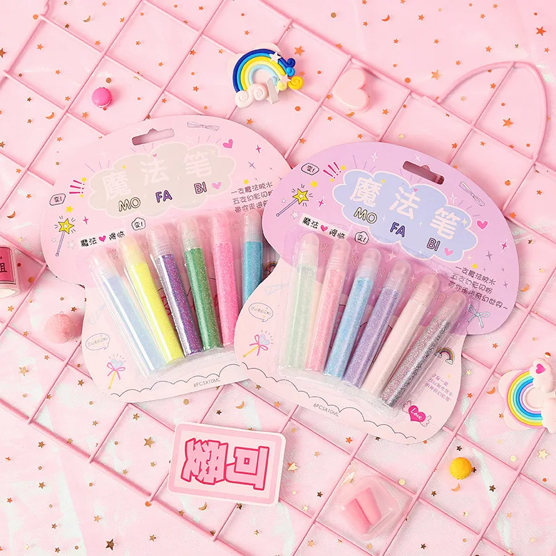 6 шт. DIY блестящие пышные ручки для рисования волшебная ручка-пузырек маркеры с