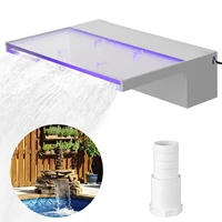 vevor pool waterfall spillway with strip led light acrylic pool fountain garden pond swimming pool water fountain