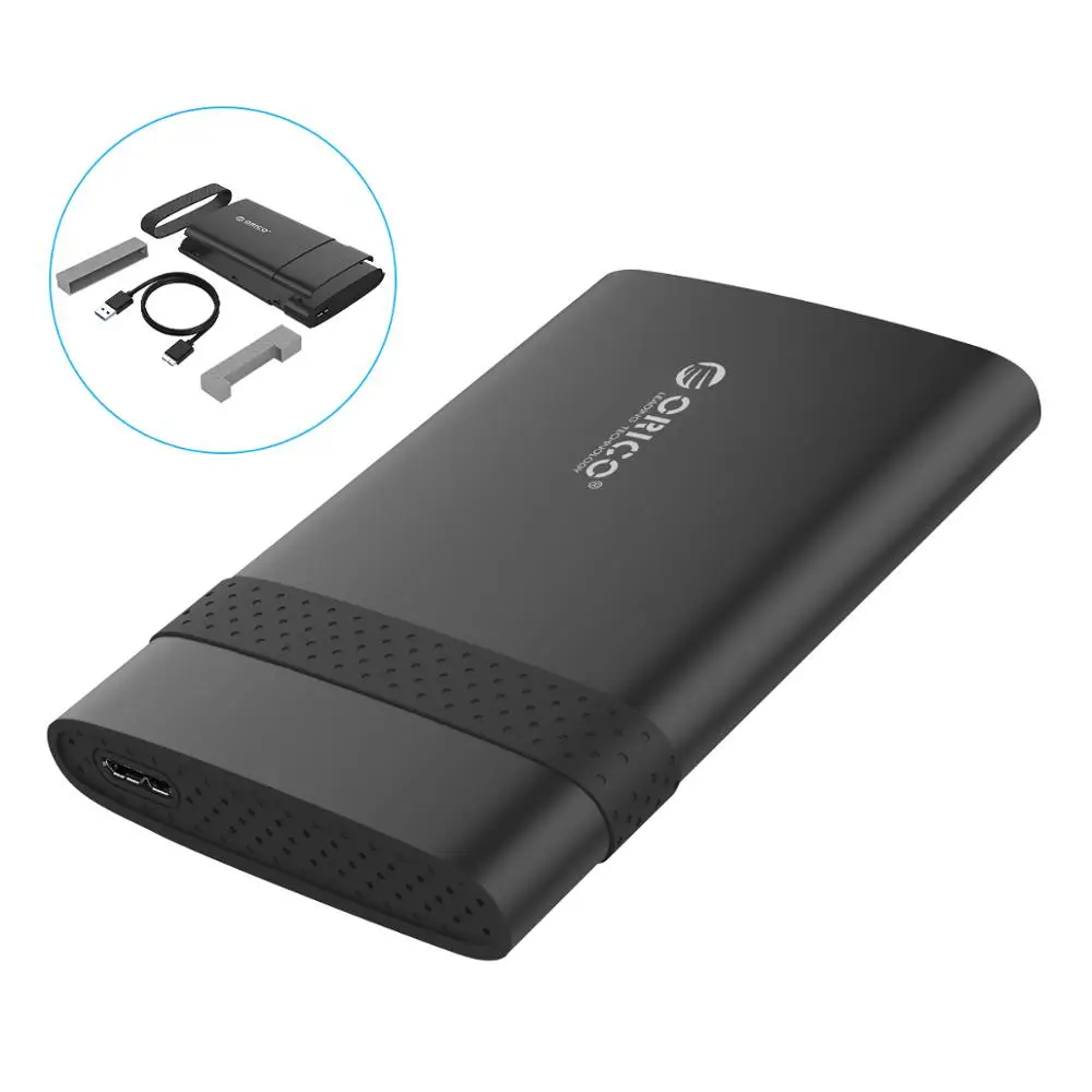 Черный ORICO 2 ТБ SATA для USB 3,0 2,5 дюймов Чехол для HDD SSD диск коробка с резиновым USB3.0 жесткий диск Корпус инструмент бесплатно для 9,5 мм ниже HDD - Цвет: Черный