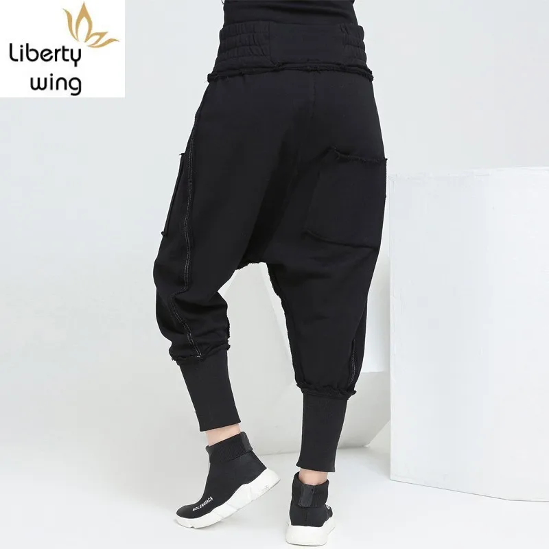 Elastic Waist Black Gothic Baggy Fashion Hip Hop Solid Joggers Women Pants Harem Punk Rock Loose Trouser Ladies Sweatpants | Женская