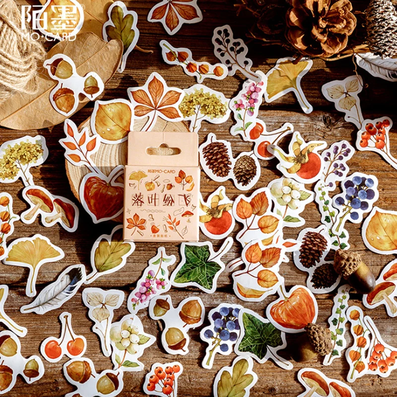 Leaves 46 шт./упак. планировщик для скрапбукинга пуля журнал канцелярские японский дневник эстетическое корейский туристические наклейки восемь выбор - Цвет: Leaves