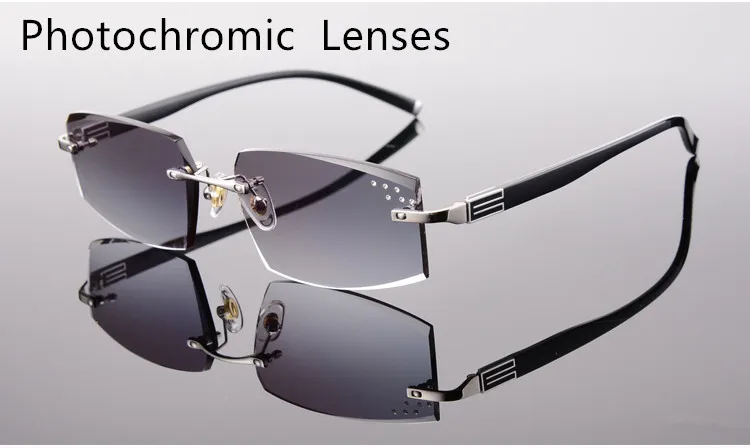 Silver Photochromic EAGWOO, солнцезащитные очки без оправы, MR-8, солнцезащитные очки с линзами, очки по рецепту, цветные линзы, антибликовые, анти-УФ, новинка 258038 - Цвет линз: Silver Photochromic