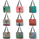 Женская сумка-тоут с рисунком расцветающих деревьев