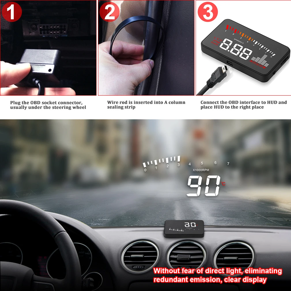 Для X5 проектора автомобиля отображения скорости топлива OBD II