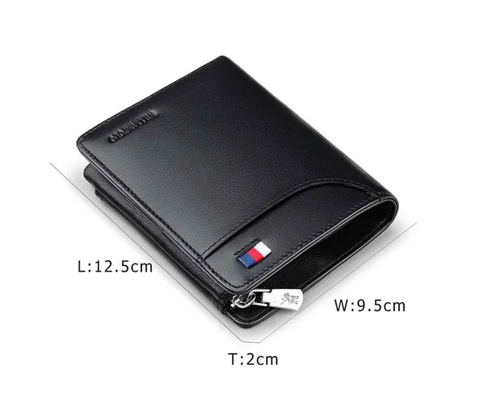 Genuine Leather Men Wallets Luxury Brand Trifold Wallet Zip Coin Pocket Purse Cow Mens Pl297 | Багаж и сумки