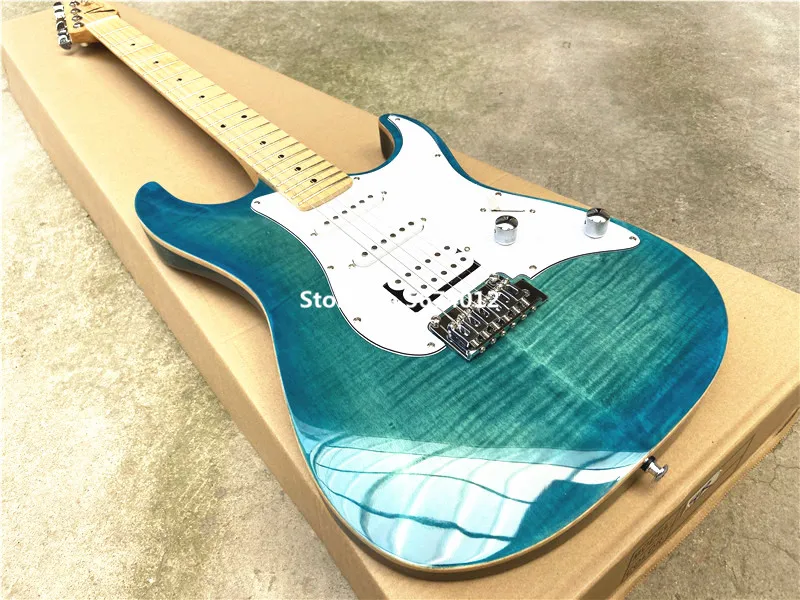 Электрическая гитара с принтом голубого тигра небольшой двойной мост-качалка
