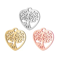 20pcs stainless steel life tree pendant diy jewelry accessories peach heart small tree pendant