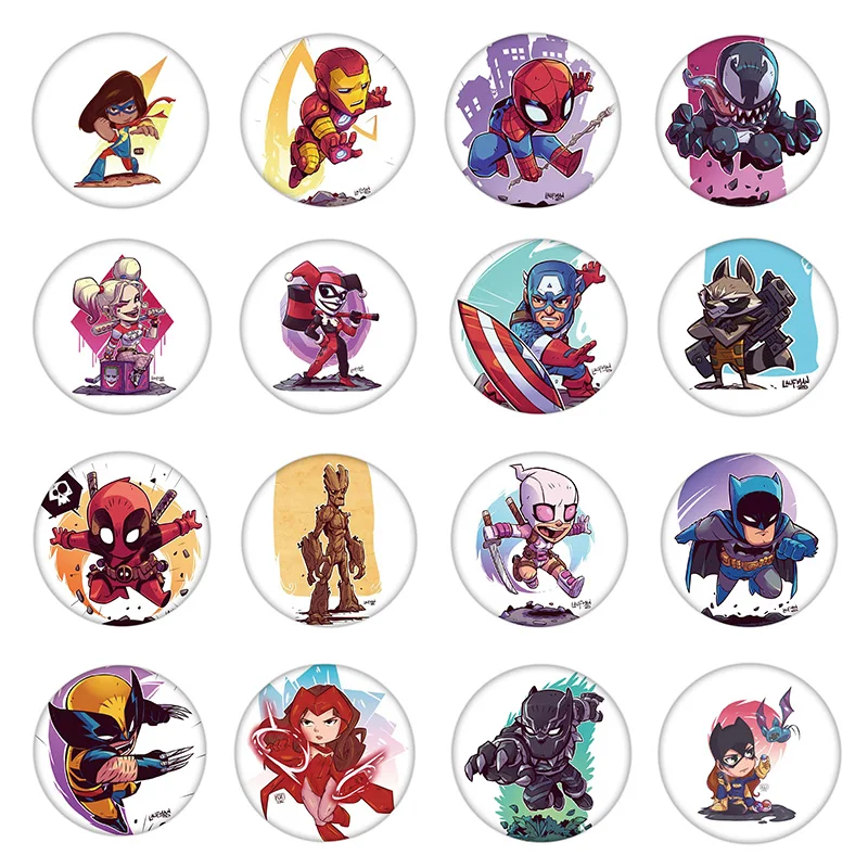 1 шт. Marvel of Avengers Deadpool железный человек Человек-паук пластиковые кнопки булавки
