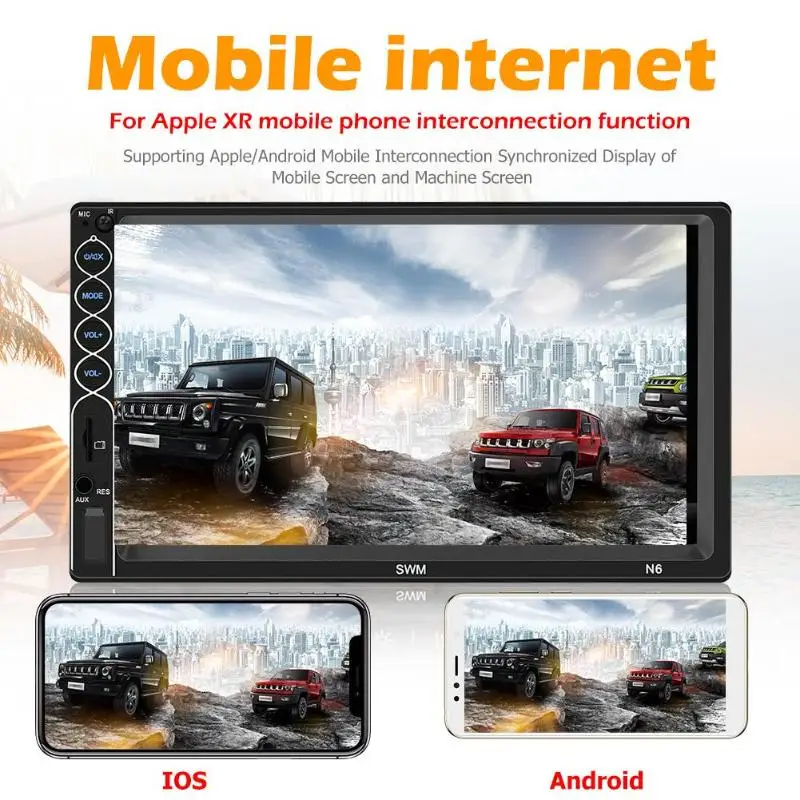 Автомагнитола 2 DIN SWM N6 MP5 плеер с 7 дюймовым сенсорным экраном Bluetooth USB AUX FM камерой
