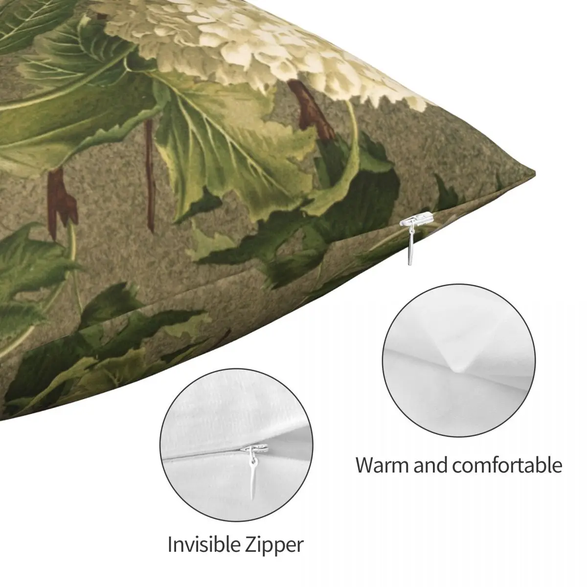 Викторианская белая Гортензия цветочный квадратный чехол для подушки