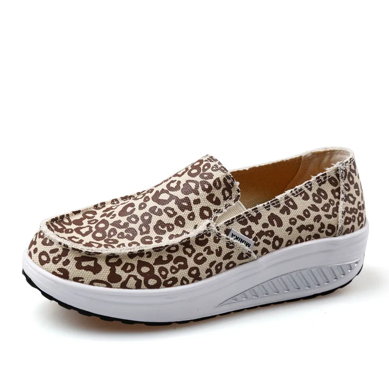 Leopard EOFK/Женская парусиновая обувь; женская повседневная обувь; женские лоферы; женская обувь на плоской подошве без застежки; tenis feminino zapatos de mujer - Цвет: Leopard