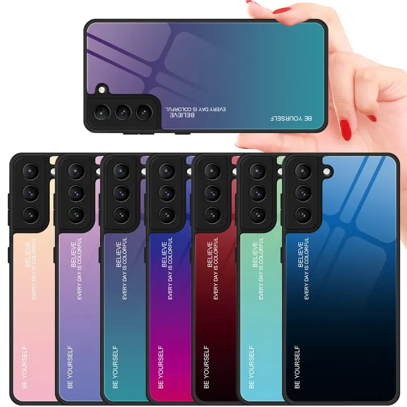 

Gradient Glass Case for Samsung Galaxy S21 FE S21 Plus Tempered Glossy Back Cover For Galaxy Note 20 Ultra S20 s10e Note 10 Lite