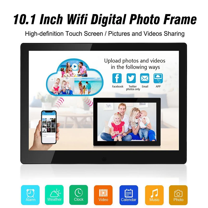 Цифровая фоторамка с Wi Fi 10 1 дюйма 1280x800 сенсорный экран IPS 16 ГБ умная управление