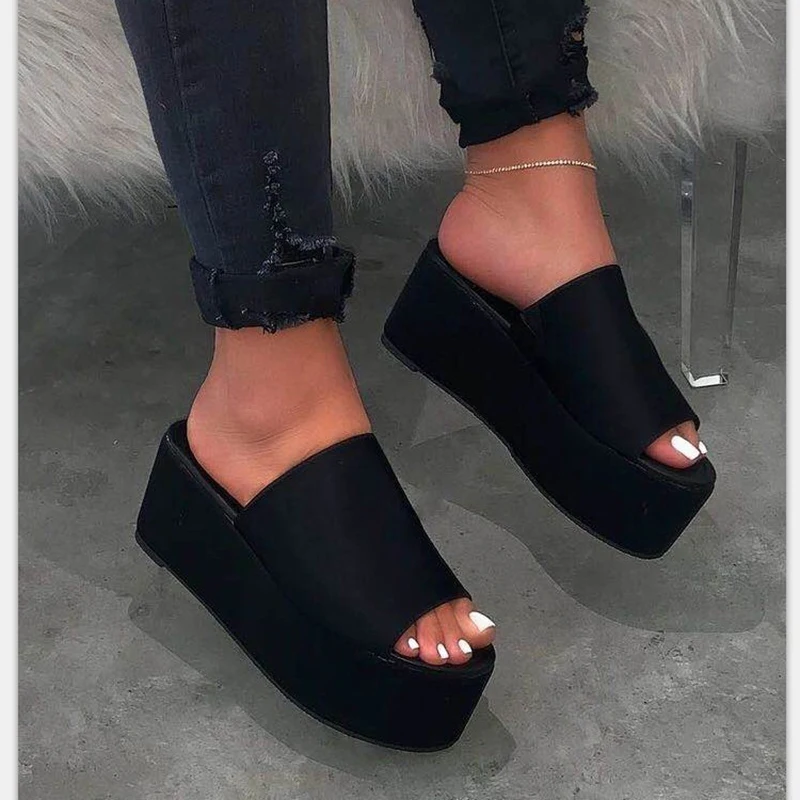 

style big yards sandals in the summer of 2020 the new Europe and the United States a word platform wedges slippers spot