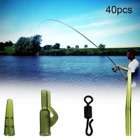 40pcs carp fishing anti tangle sleeves swivels lead clips tail rubber tubes kit