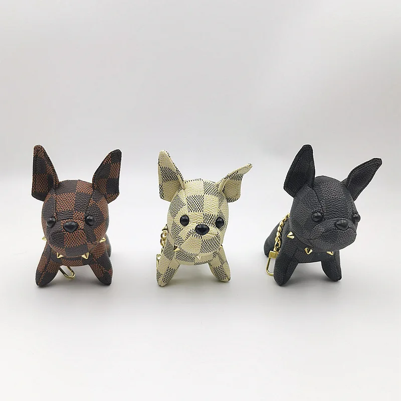 

French Bulldog Keychain PU Leather Pitbull Presbyopic Puppy Doll Ornament for Bag Decorate Pendant Accessories Birthday Gift