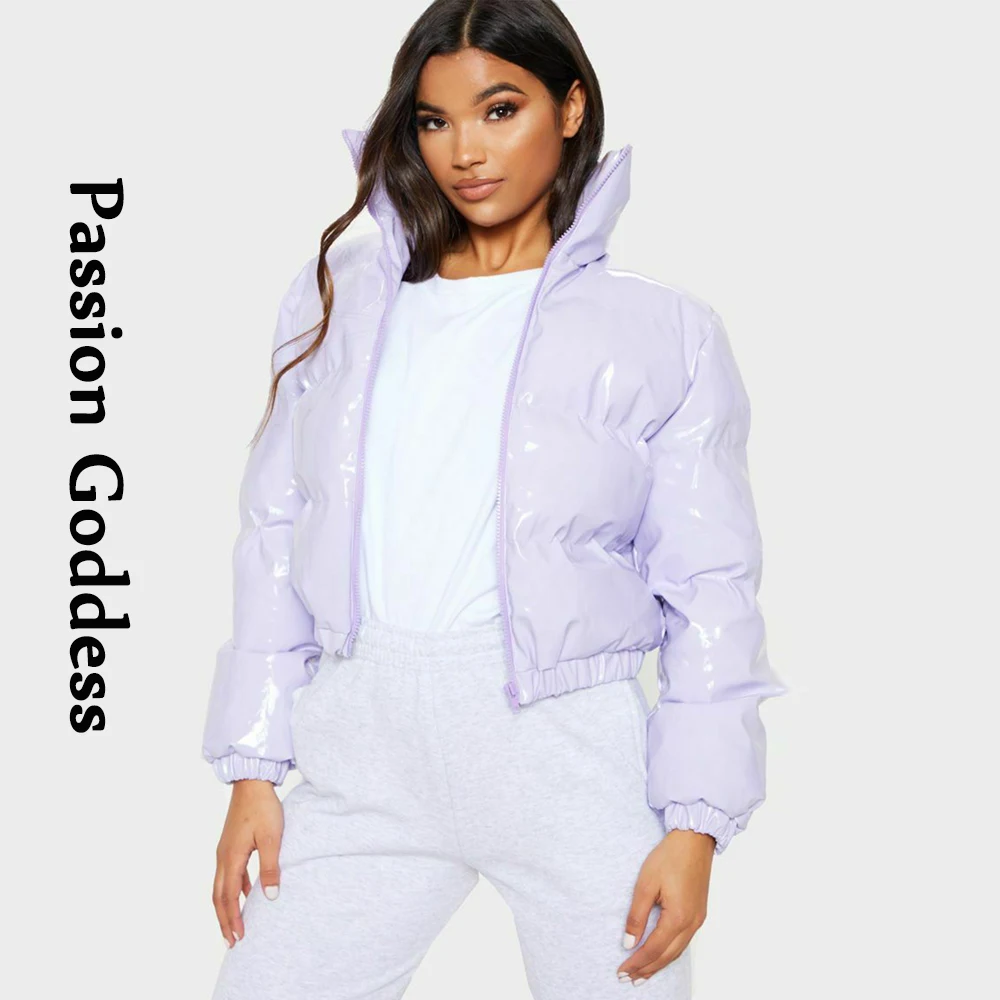 Осень-зима женские Яркие Кожаные куртки-пуховики теплая свободная милое Дутое