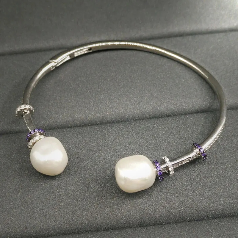 

pulsera de perlas barrocas para mujer, de plata de ley s925, joyería de estilo lujoso con personalidad