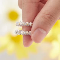 fresh elegant daisy flower rings couple silver color adjustable open rings for women bride engagement wedding ring jewelry gift