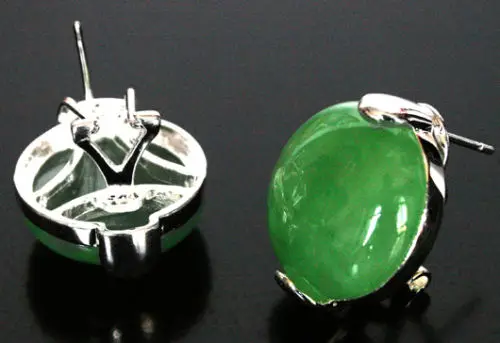 

hot sell new - Fashion New 925 Sterling Silver Natural Green Emerald Jade Earrings