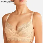 Xianqifen ультратонкий кружевной бюстгальтер для женщин, прозрачный укороченный топ, bh, сексуальный бюстгальтер без косточек, нижнее белье, бюстгальтер-минимайзер, пуш-ап