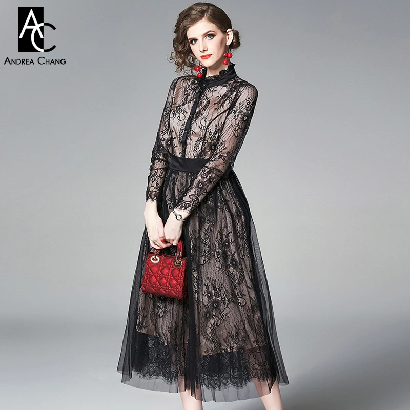 Summer летнее осеннее женское платье бежевая подкладка с узором пейсли Черное