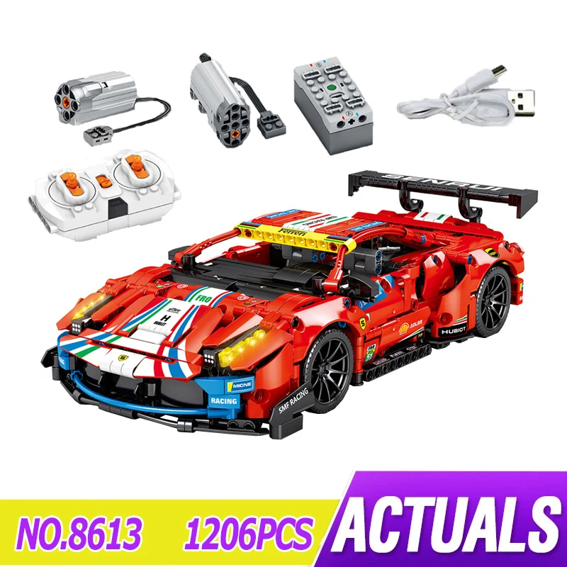 

SEMBO 8613 High Tech MOC RC Super Racing 488 GTE Model 42125 Speed Champion Car Building Block Toy Children's Birthday Gift