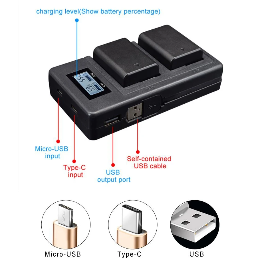 NP-FW50 зарядное устройство для камеры npfw50 fw50 lcd USB двойное sony A6000 5100 a3000 a35 A55 a7s II alpha 55 7