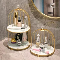 creative bathroom rack desktop cosmetic storage shelf luxury wrought iron makeup stand bathroom skin care organizer container