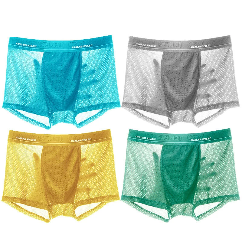 4/pcs/lot  mens underwear boxers mesh Men's breathable and cool underwear for men fishnet shorts