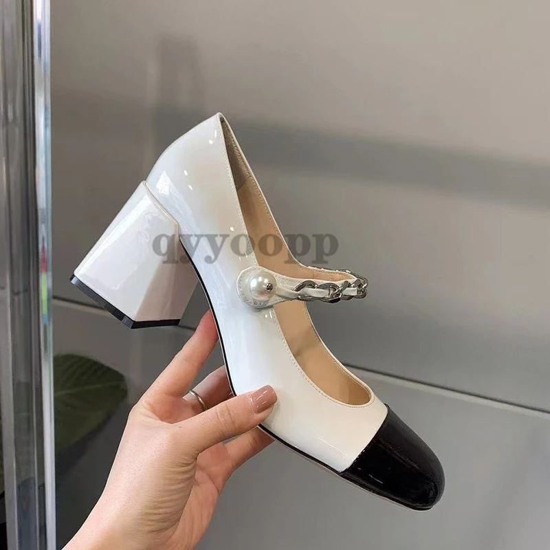 

Брендовые Дизайнерские Туфли Мэри Джейн, женские туфли-лодочки на высоком блочном каблуке, женские модельные туфли, женская обувь MS24