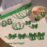fashion jewelry green geometric acrylic wood irregular hollow circle square drop earrings metal dangle earrings women jewelry