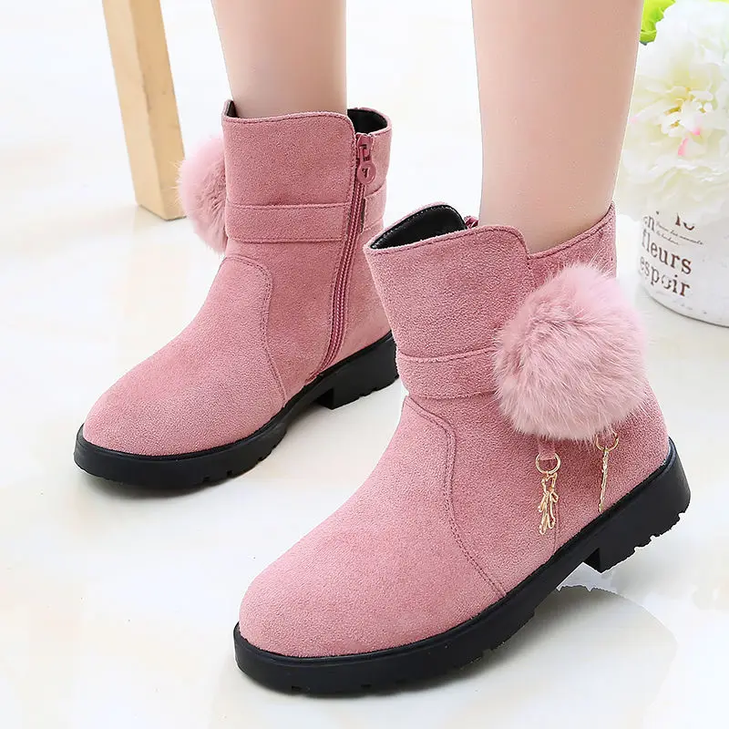 

2021 Winter Children's Cotton Shoes Plus Velvet Warm Waterproof Padded Snow Boot Comfortable Thick Leather Kids Snow Boots