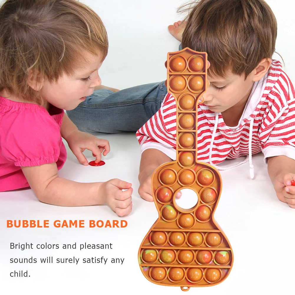 

Guitar-shape Autism Sensory Fidget Toys Funny Push Bubbles Adult Child Stress Reliever Desktop Puzzle Game