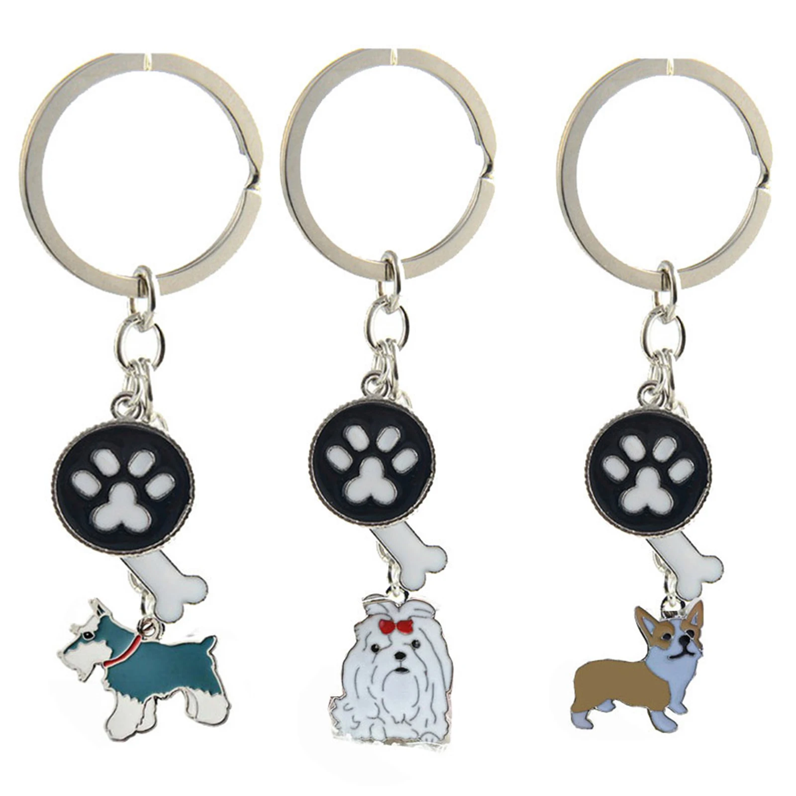 

DoreenBeads Fashion Cute Pet Memorial Keychain Silver Color Schnauzer Animal Paw Claw Enamel Women Men Keyring Jewelry 10cm, 1PC